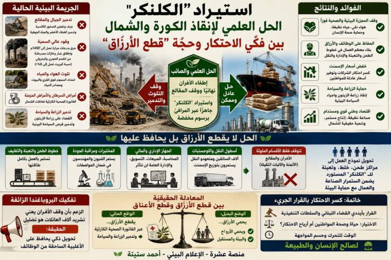 إستيراد “الكلنكر”: الحل العلمي لإنقاذ الكورة والشمال بين فكّي الاحتكار وحجّة “قطع الأرزاق”